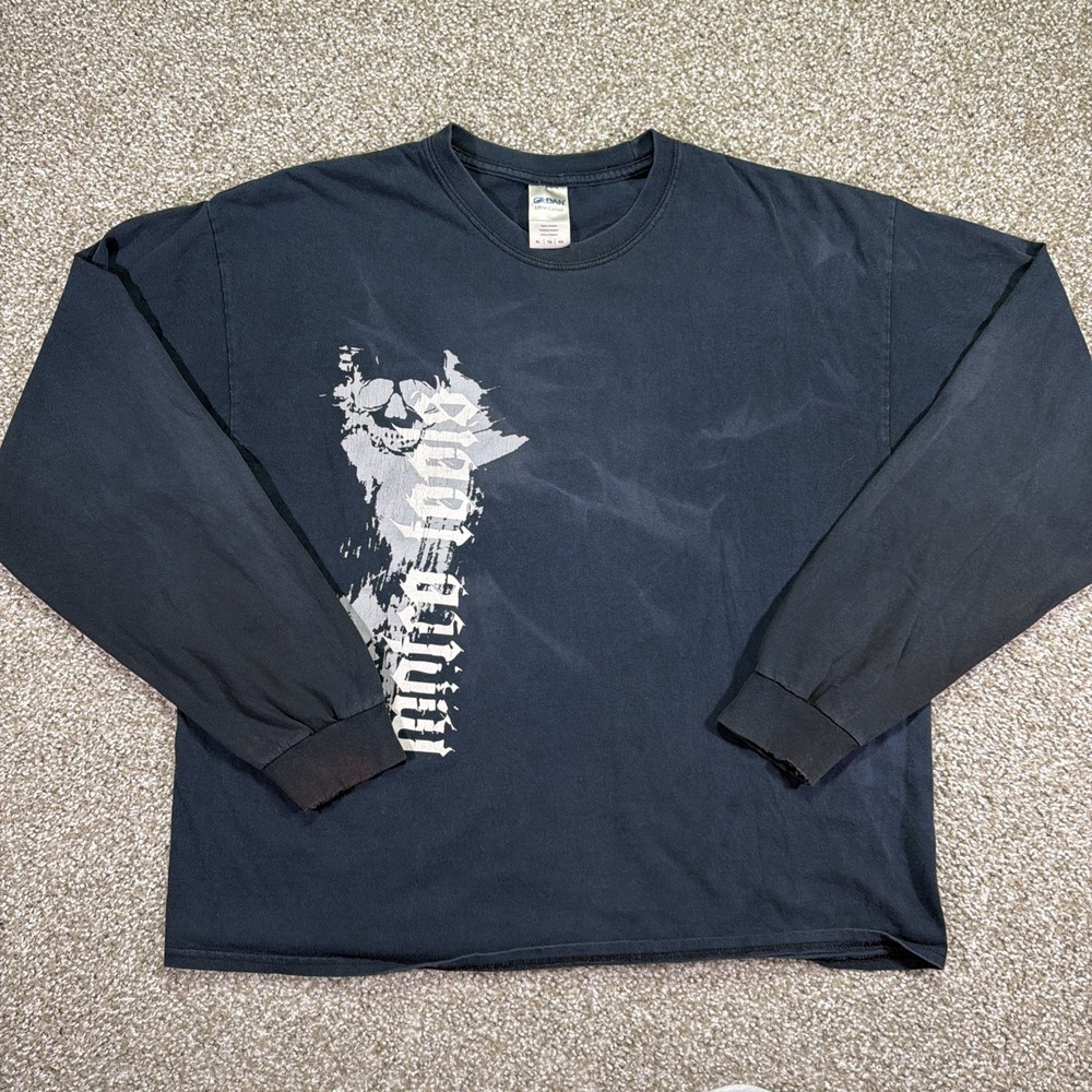 Super Faded Longsleeve Matco Tools Y2K Style Size XL Double Sided Skulls Navy Bl